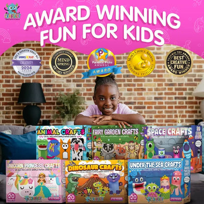 🎨❤️ 20 Princess & Unicorn Crafts in a Box – Fun Mess-Free DIY Kit for Kids Ages 3–8