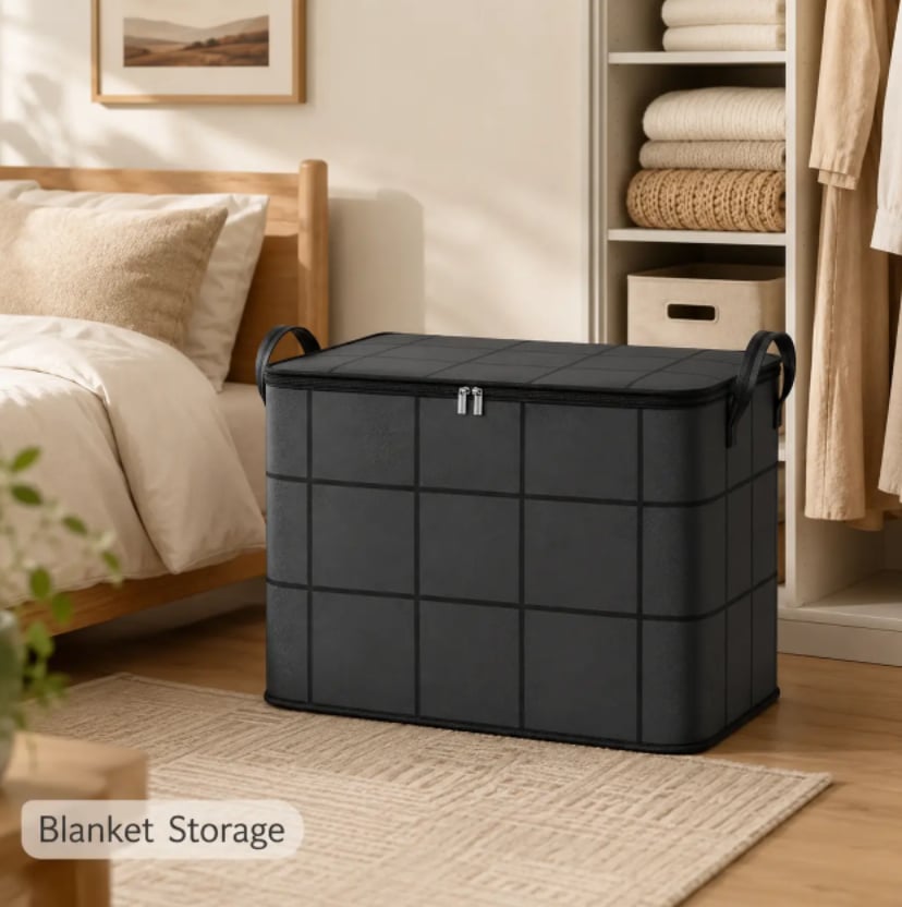 ⚡Hot Sales 49% OFF🔥-Spacious Moving Storage Bin – Zippered Organizer for Quilts, Bedding & Sweaters, Large Capacity Fabric Bag for Closet & Moving Day