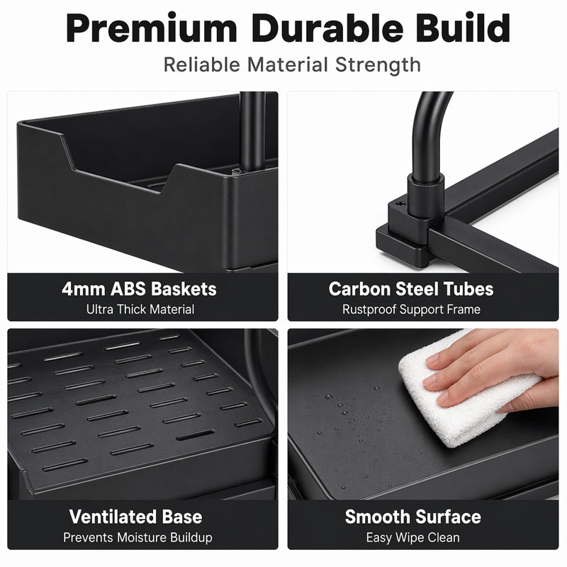 🧺 Pull Out Under Sink Organizer, 2-Tier Kitchen & Bathroom Storage Caddy