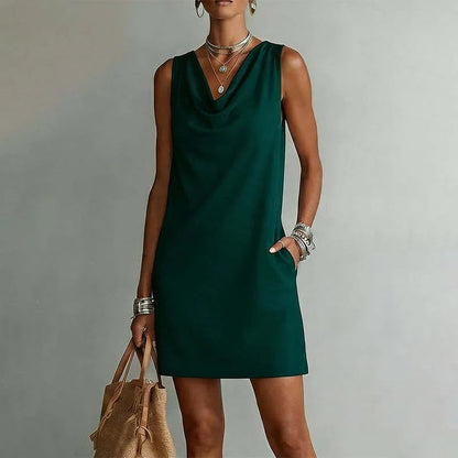 Elegant Slim Fit Cowl Neck Dress