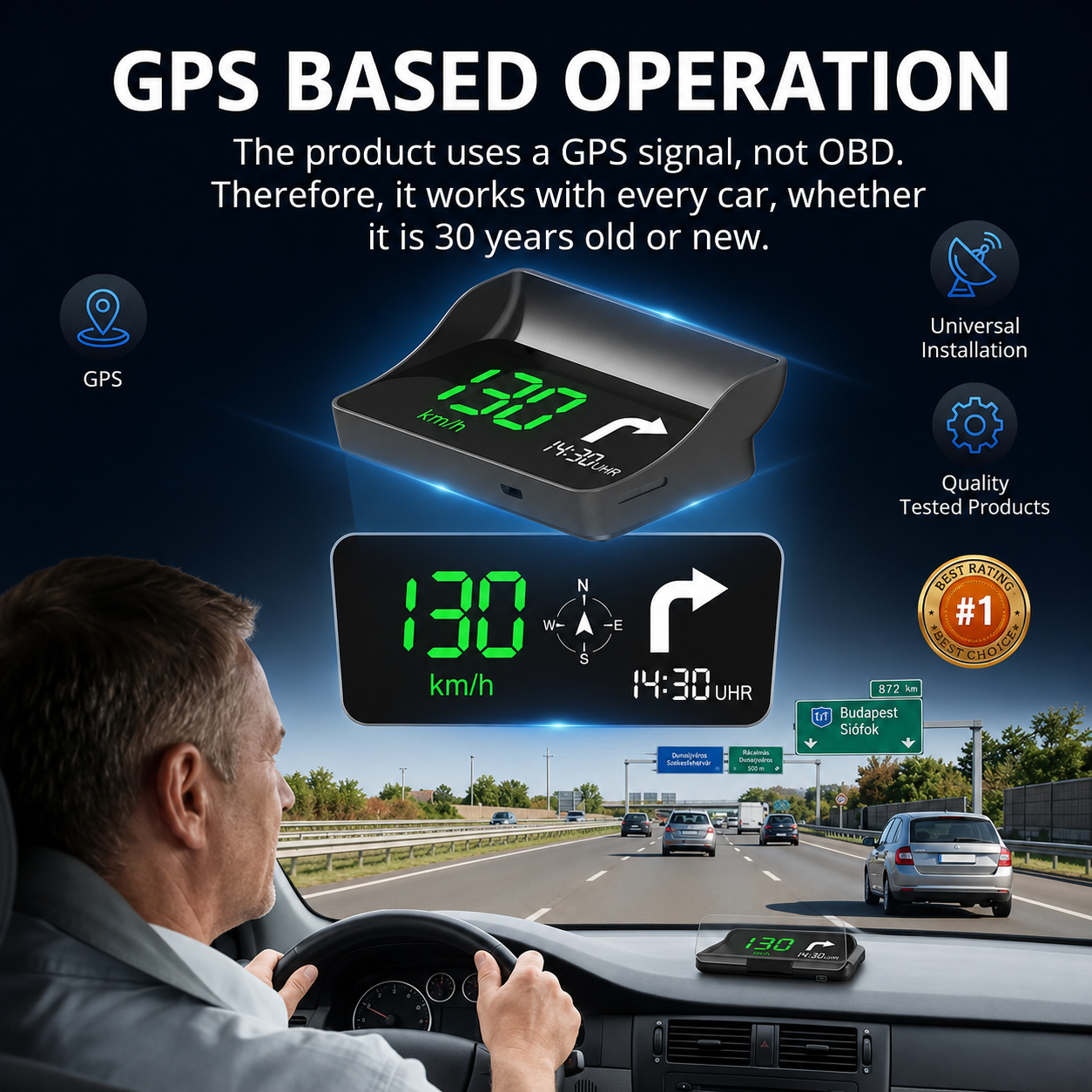 Head-Up Display (HUD) Car GPS Digital Speedometer