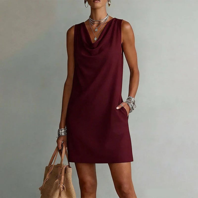 Elegant Slim Fit Cowl Neck Dress