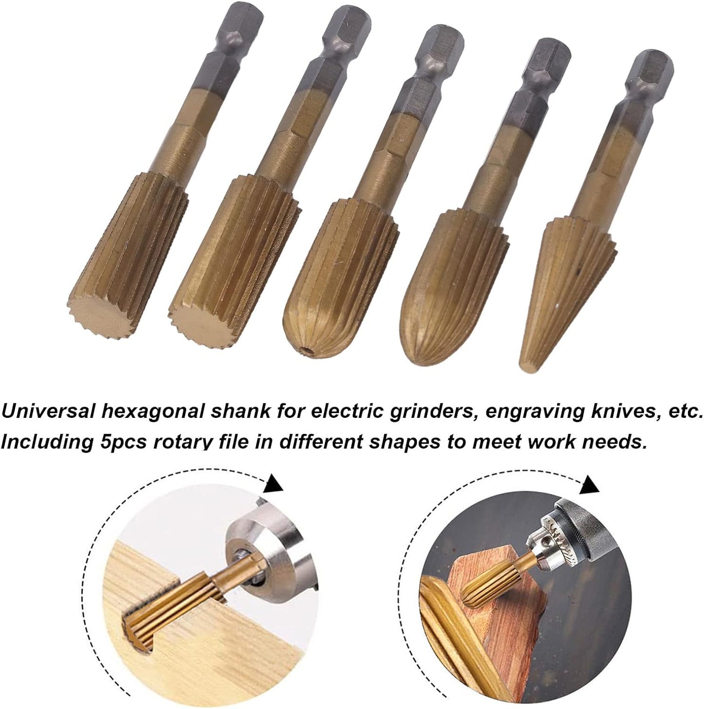 🛠️5PCS Rotary File Burr Set – Heavy-Duty Double Cut Metal Grinder Bits for Drill & Die Grinder