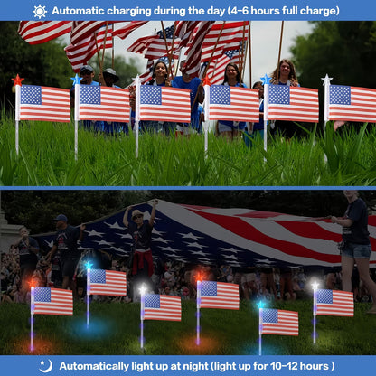 8-Piece Flag Light Set – 4th of July Decorations with 8 Lighting Modes – Ideal for Independence Day Pathways, Gardens, and Yard Decor