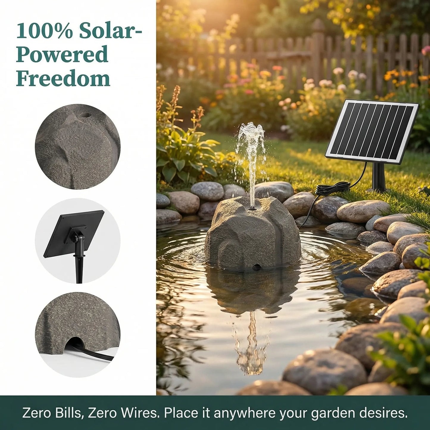 🐦⛲Realistic Granite Rock Solar Bird Bath Fountain - No-Cords Stone Decor