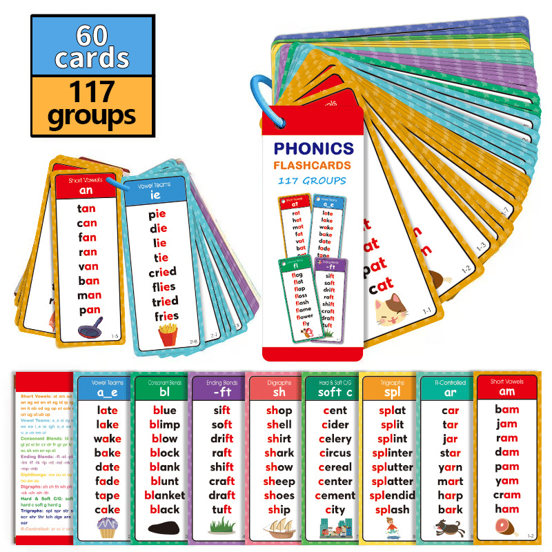 🎁🔥Phonics Word Cards 117 Sound Groups 900+ Rhyming Words Preschool English Discovery Joy