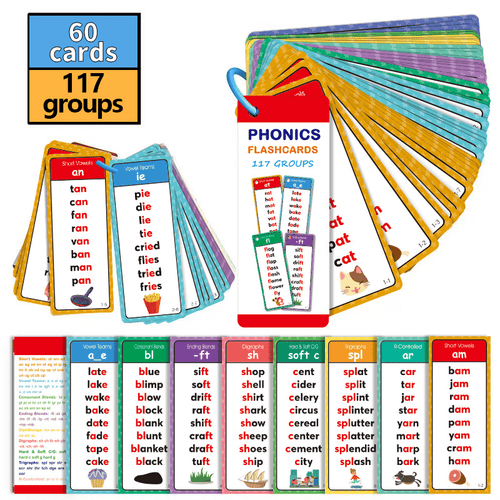 🎁🔥Phonics Word Cards 117 Sound Groups 900+ Rhyming Words Preschool English Discovery Joy