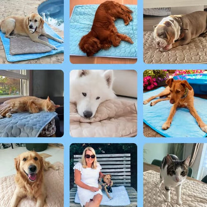 🧊Ice Silk Pet Cooling Mat, Washable Breathable Cooling Pad For Dogs Cats, Non-Slip Summer Heat Relief Bed For Indoor Travel