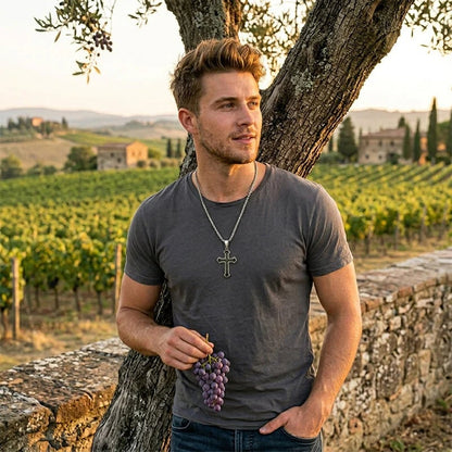 Men's Lord's Prayer Cross Necklace