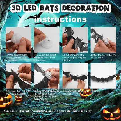 🔥Last Day 50% OFF 🦇Halloween 3D Bat LED Wall Light Decor