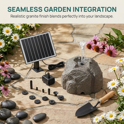 🐦⛲Realistic Granite Rock Solar Bird Bath Fountain - No-Cords Stone Decor