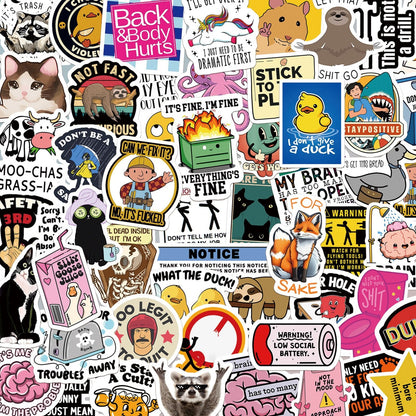 130PCS Funny Saying Sticker Pack ,Suitable for bumpers, safety helmets, water bottles, colleagues, computers