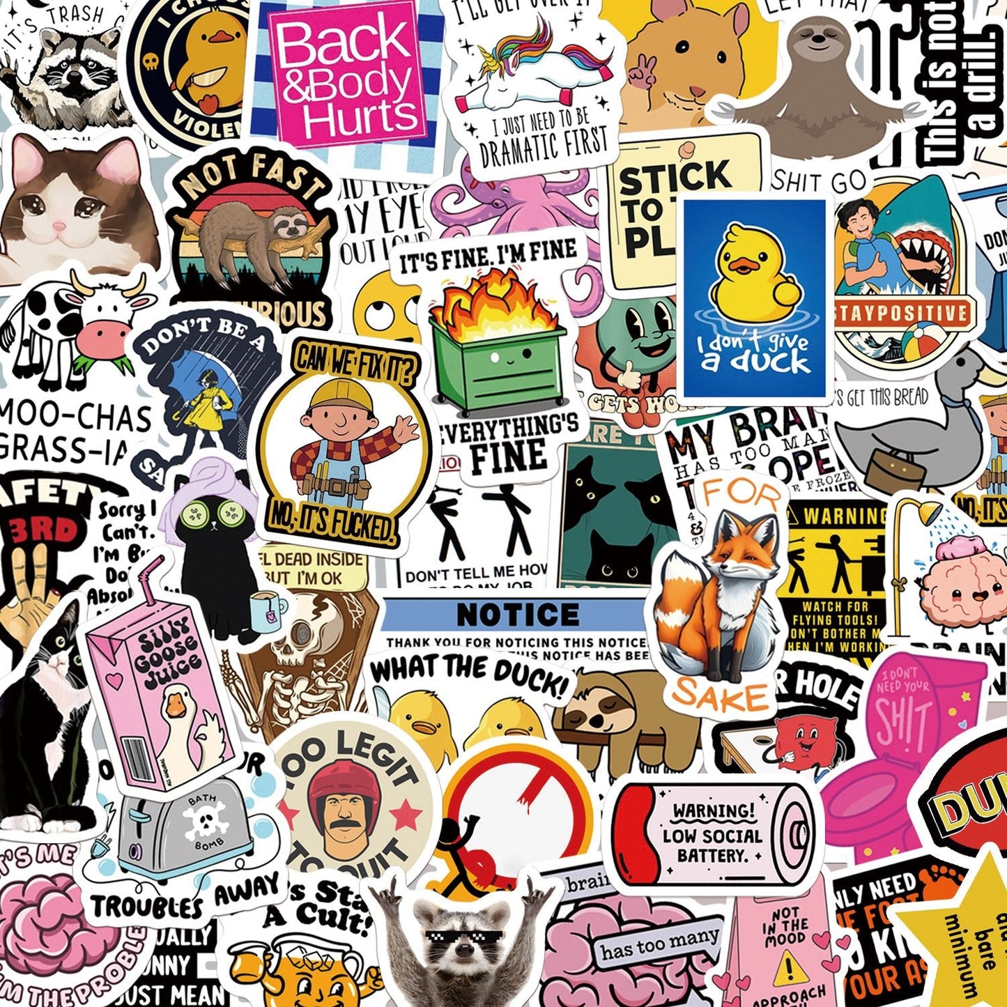 130PCS Funny Saying Sticker Pack ,Suitable for bumpers, safety helmets, water bottles, colleagues, computers