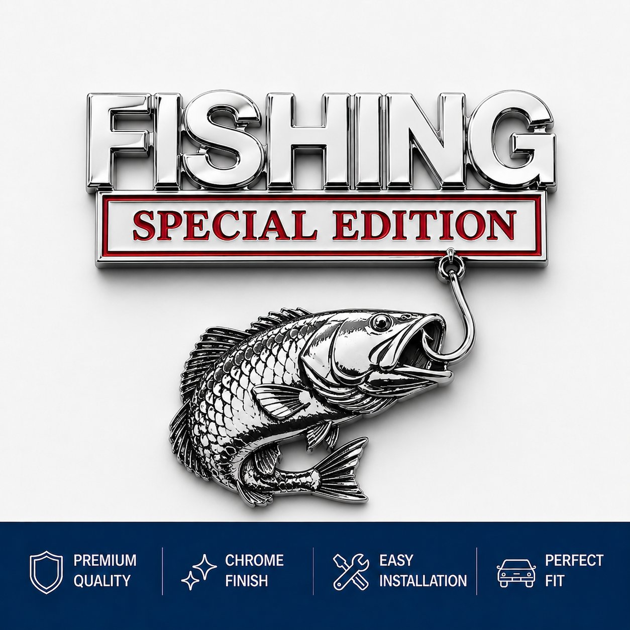 🎣 Fishing Special Edition Premium 3D Metal Vehicle Emblem Badge