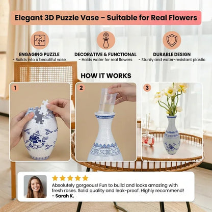 3D Puzzle Vase for Adults, Jigsaw Puzzle Vase for Flower
