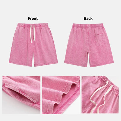 Women's Soft Cotton Blend Washed Floral Shorts, Casual Summer Travel Streetwear Bottoms
