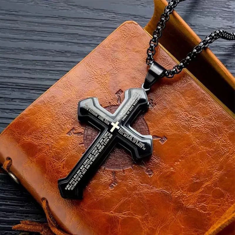 Men's Lord's Prayer Cross Necklace
