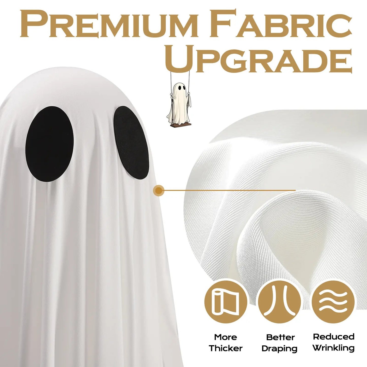 🔥Last Day 59% OFF🔥5FT Giant Lighted Halloween Ghost Swing – Create A Spooky Yard Scene