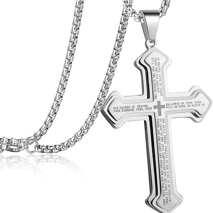 Men's Lord's Prayer Cross Necklace