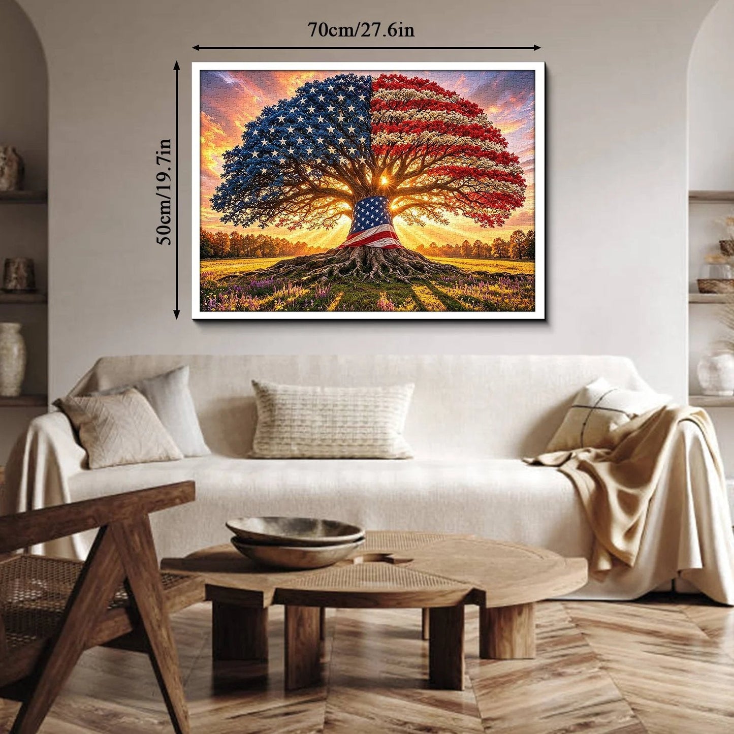 Liberty Root Oak Jigsaw Puzzle 1000 Piece – Patriotic Flag Tree Design