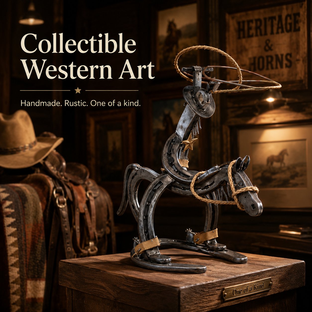🔥Handcrafted  Cowboy Iron Pony Ornament