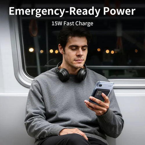 ⚡ 15W Magnetic Wireless Power Bank – Ultra-Slim 0.35" Portable Charger, 5000/10000mAh, MagSafe Compatible for iPhone, Aluminum Metallic Finish
