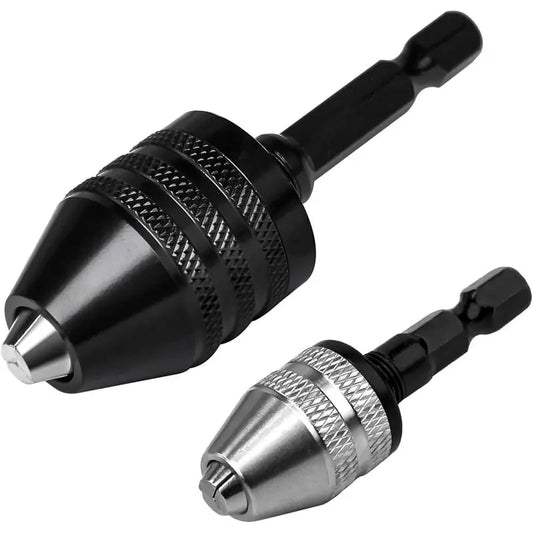 2-Piece Keyless Drill Chuck Adapter Set – 1/4′′ Hex Quick Change (0.3-8mm) for Impact Drivers & Power Tools