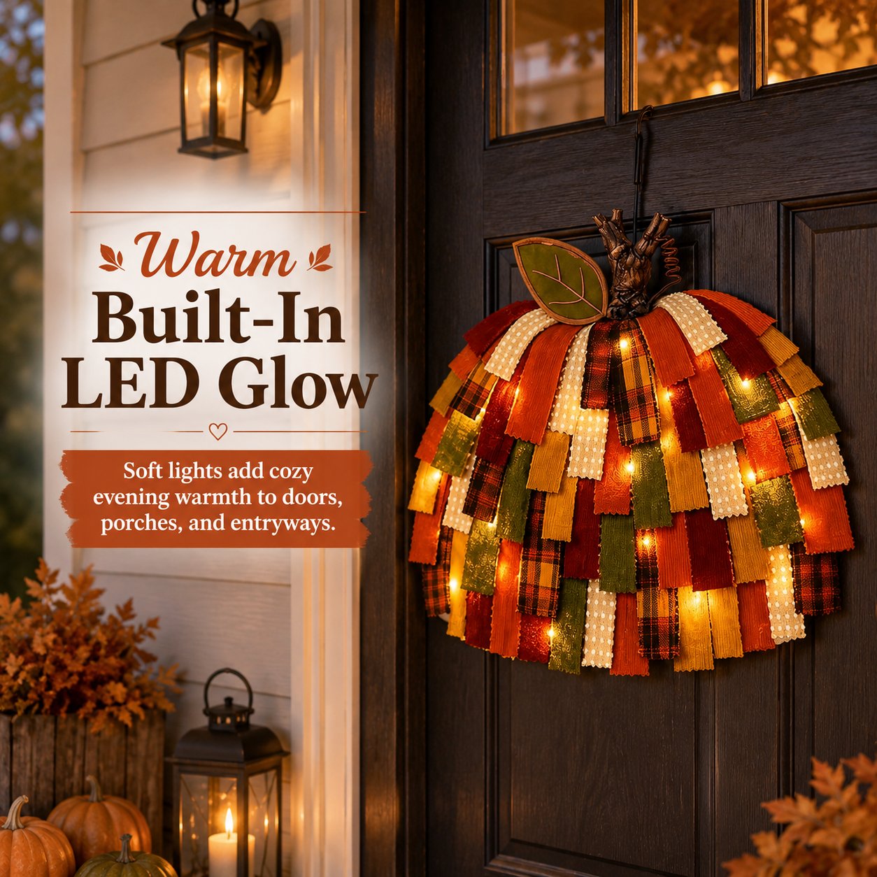 Handmade Patchwork Pumpkin Door Hanger