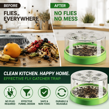 🔌✅ Reusable Fly Trap—no electricity, no poison! 🏠 Safe to use in the kitchen and around children and pets.