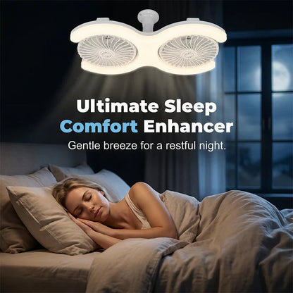 Dual-Head LED Ceiling Fan with Light