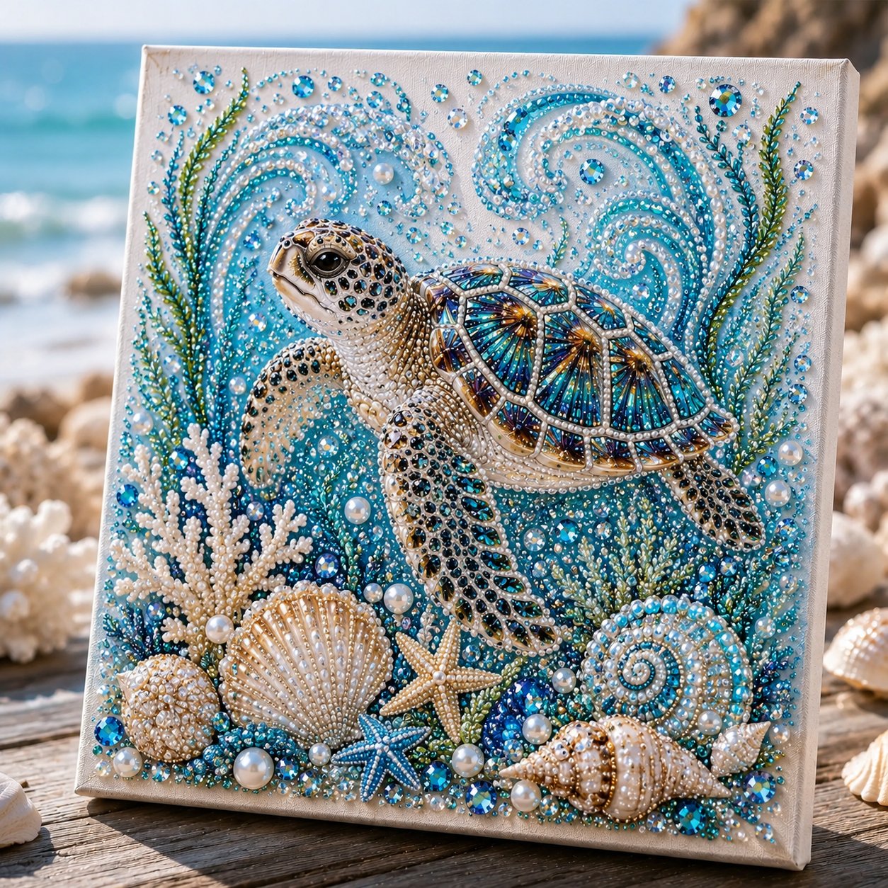 🔥 Last Day 57% OFF - 🌊✨ Ocean Theme Pearl Art DIY Kit – Relaxing DIY Craft to Create Stunning Coastal Artwork