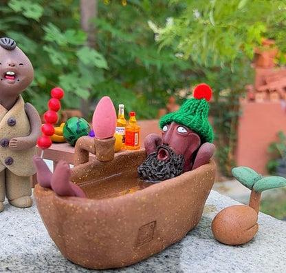🔥 🎁Handmade Bath Guy Ceramic Incense Holder