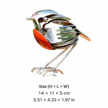 Handmade Silver Robin Garden Sculpture