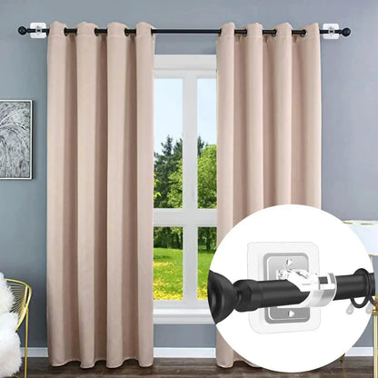 💪8PCS Curtain Rod Brackets with Clips – Transparent Adjustable Drapery Hooks Holder Set for Living Room, Bathroom & Bedroom Curtain Installation