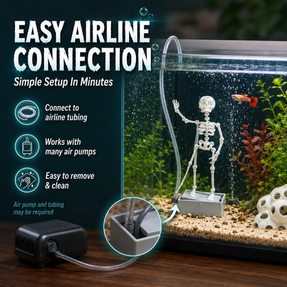 💀 Dancing Skeleton Aquarium Bubbler | Spooky Bubble Effect Fish Tank Decoration