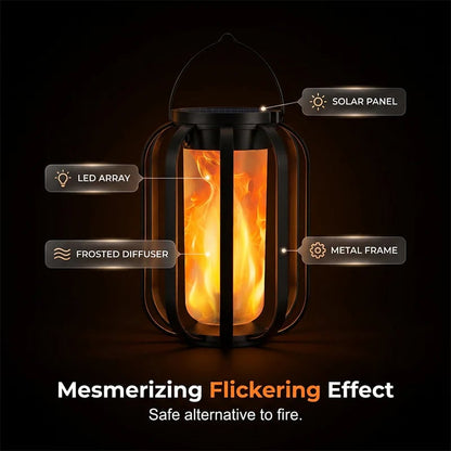 ☀️ Solar Flicker Flame Lantern - Waterproof & Automatic - Realistic warm light, perfect for patios, gardens or paths - no cable needed 🌙