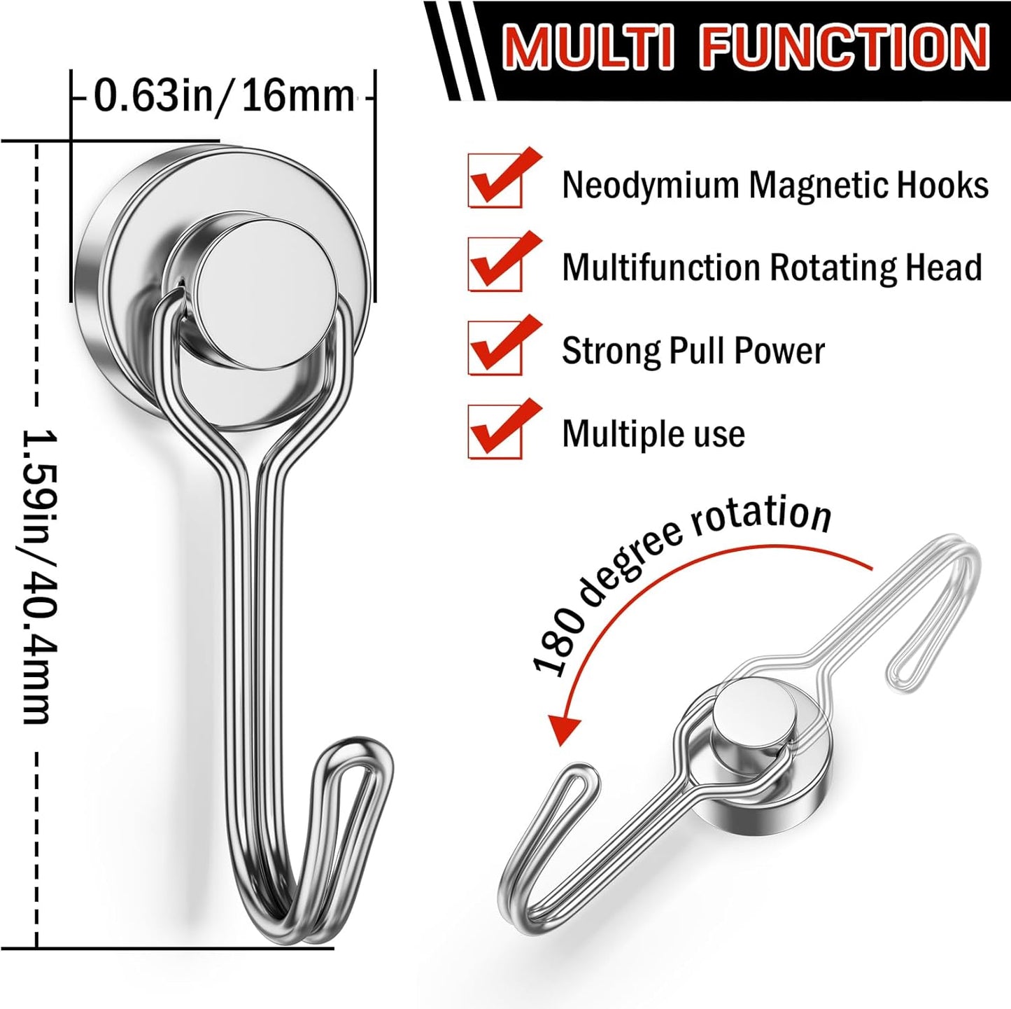 🔥Limited Time 49% Off✨2026 Upgrade Swivel Swing Magnetic Hooks 30LBS