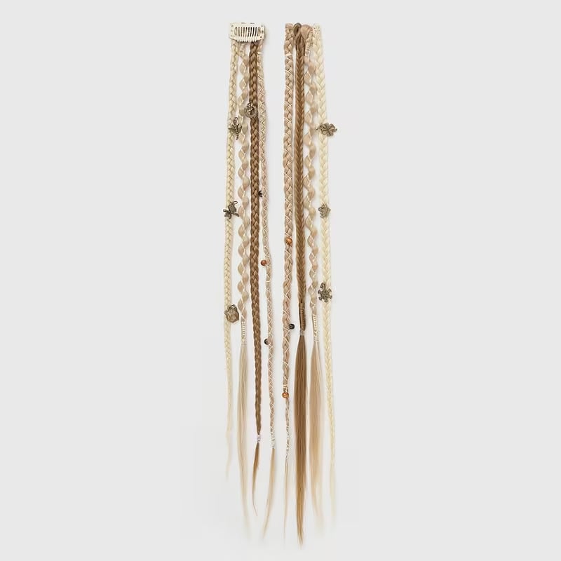 🔥🆕 2026 Boho Dreadlock Clip-In Hair Extensions 🌿 – 20" Braided Hair with Beads & Charms