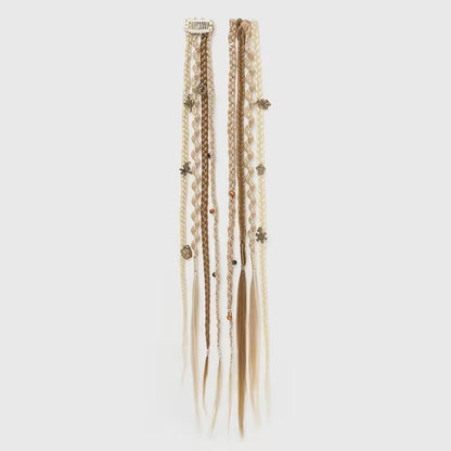 🔥🆕 2026 Boho Dreadlock Clip-In Hair Extensions 🌿 – 20" Braided Hair with Beads & Charms