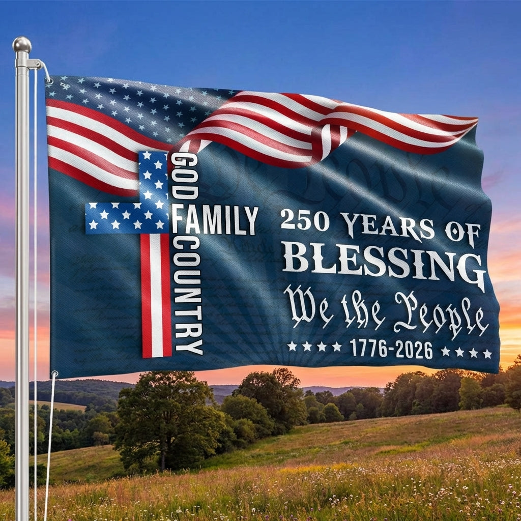 We The People 250 Blessing 1776 2026 American Grommet Flag for Decor