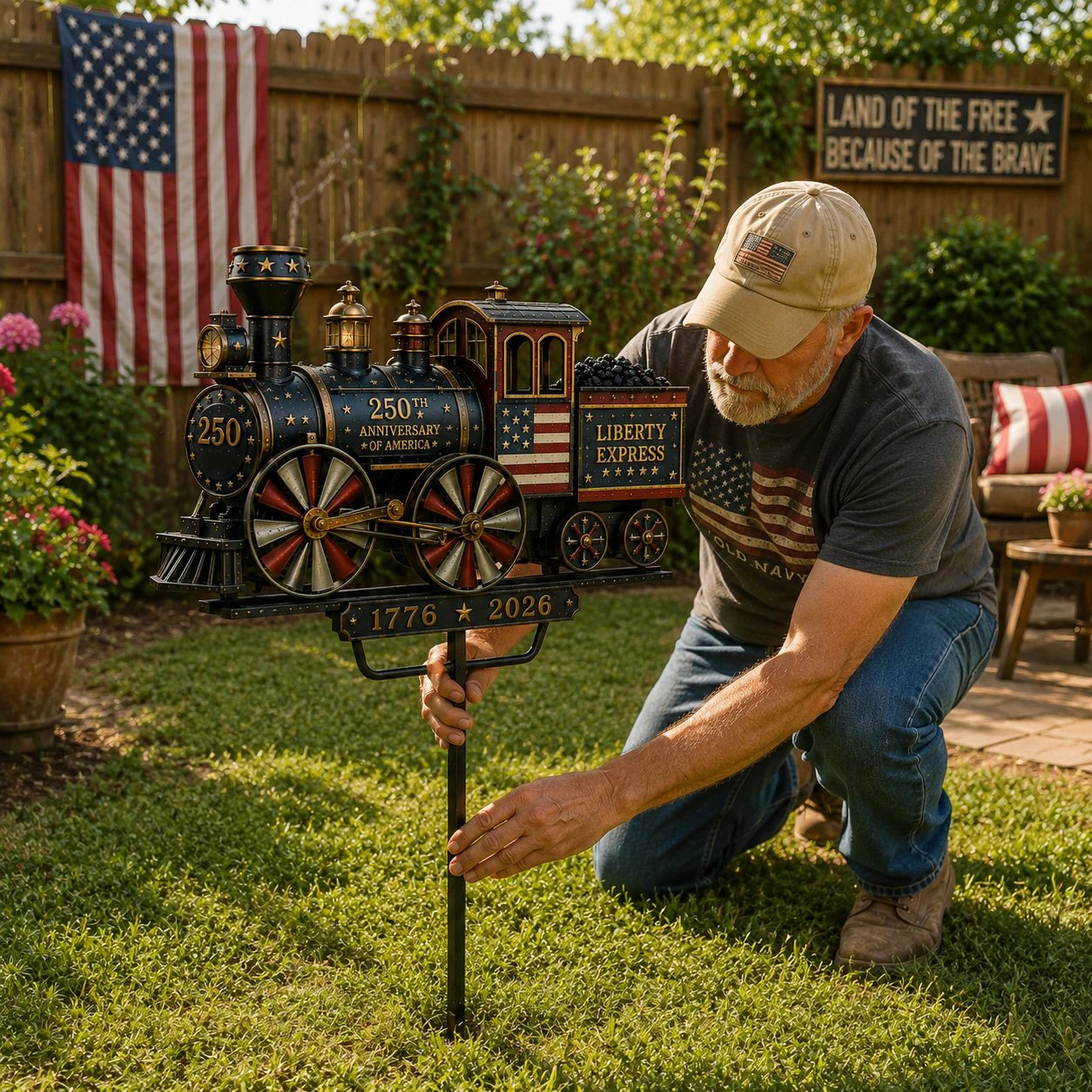 🔥Limited time 55% OFF🔥🚂 “Liberty Express” Train Garden Wind Spinner -✈️ (Free Delivery Fee)