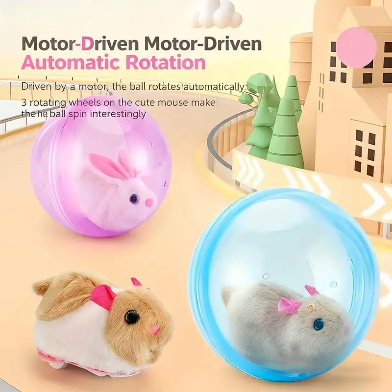 Auto-Rolling Ball with Mouse Hands-Free Play for Indoor Cats