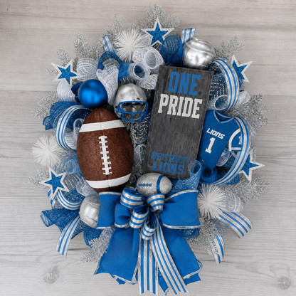 Football Team Handcrafted Wreath for Game-Day Front Door Decor