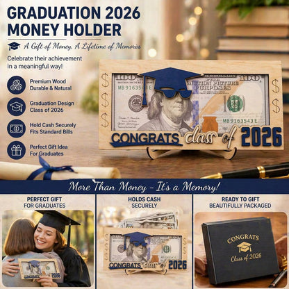 Graduation 2026 Money Holder-Unique Wooden Cash Gift Box for Class of 2026, Creative Graduation Gift for Seniors
