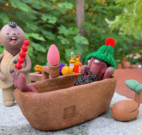 🔥 🎁Handmade Bath Guy Ceramic Incense Holder