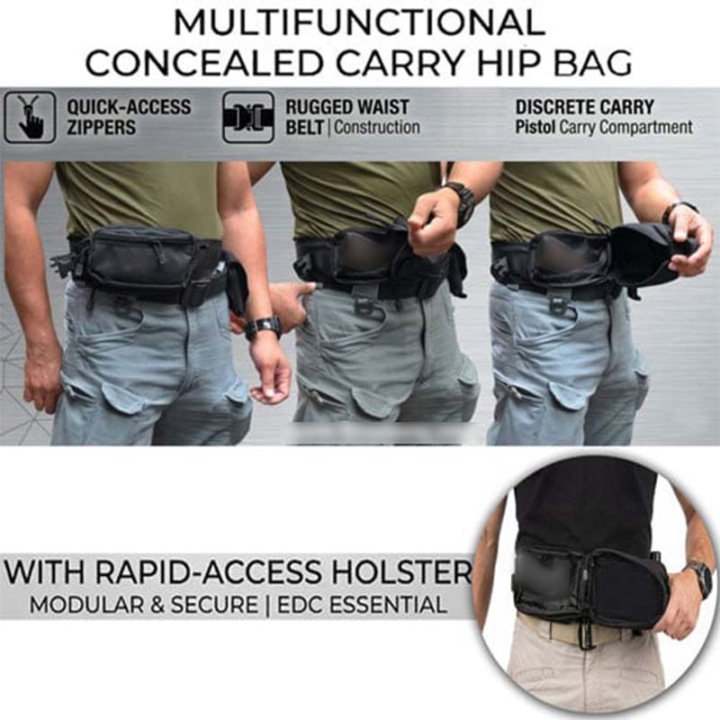 Multifunctional Concealed Carry Hip Bag with Rapid-Access Holster