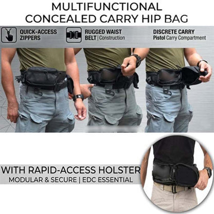 Multifunctional Concealed Carry Hip Bag with Rapid-Access Holster