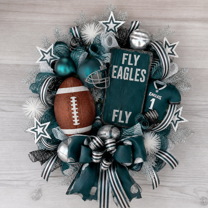 Football Team Handcrafted Wreath for Game-Day Front Door Decor