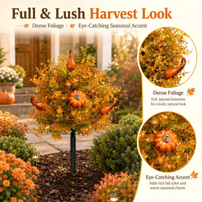 Fall Pumpkin Floral Stake Artificial Topiary Tree