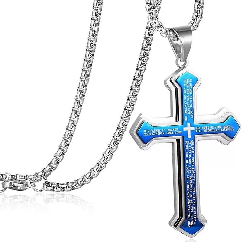 Men's Lord's Prayer Cross Necklace